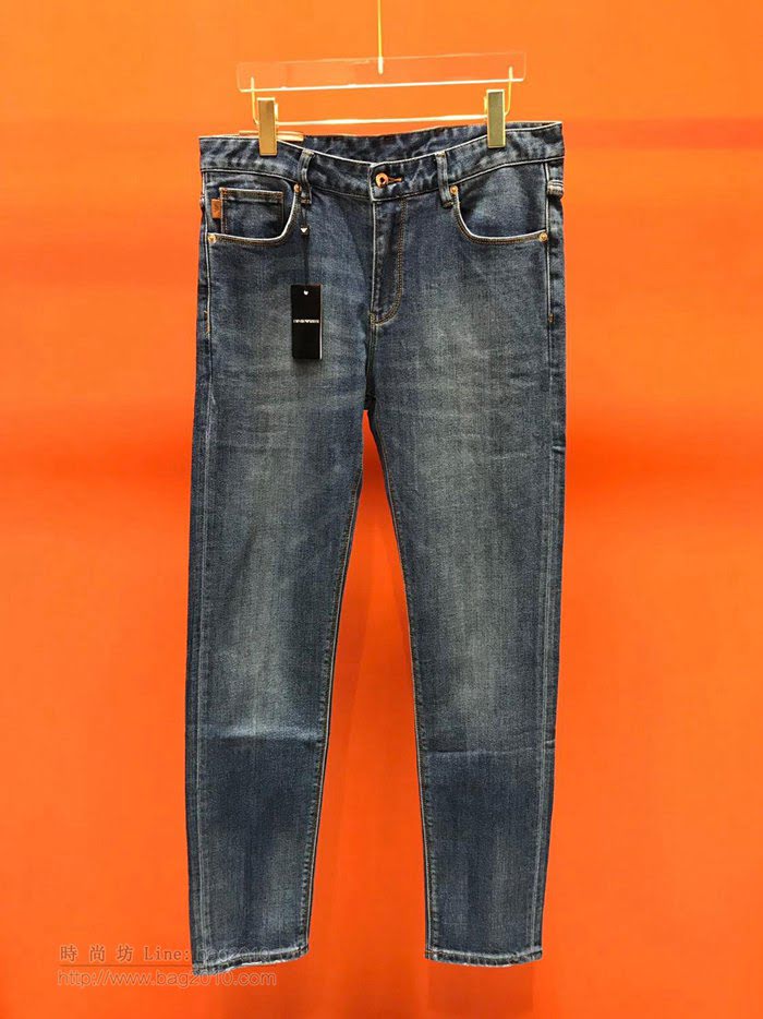 Armani男裝 19/20FW新款牛仔褲 阿瑪尼藍色洗水牛仔長褲  tzy2386